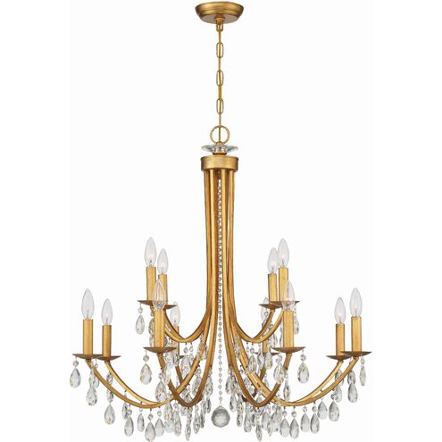 Bridgehampton 12 Light 32 inch Antique Gold Chandelier Ceiling Light in Clear Swarovski Strass