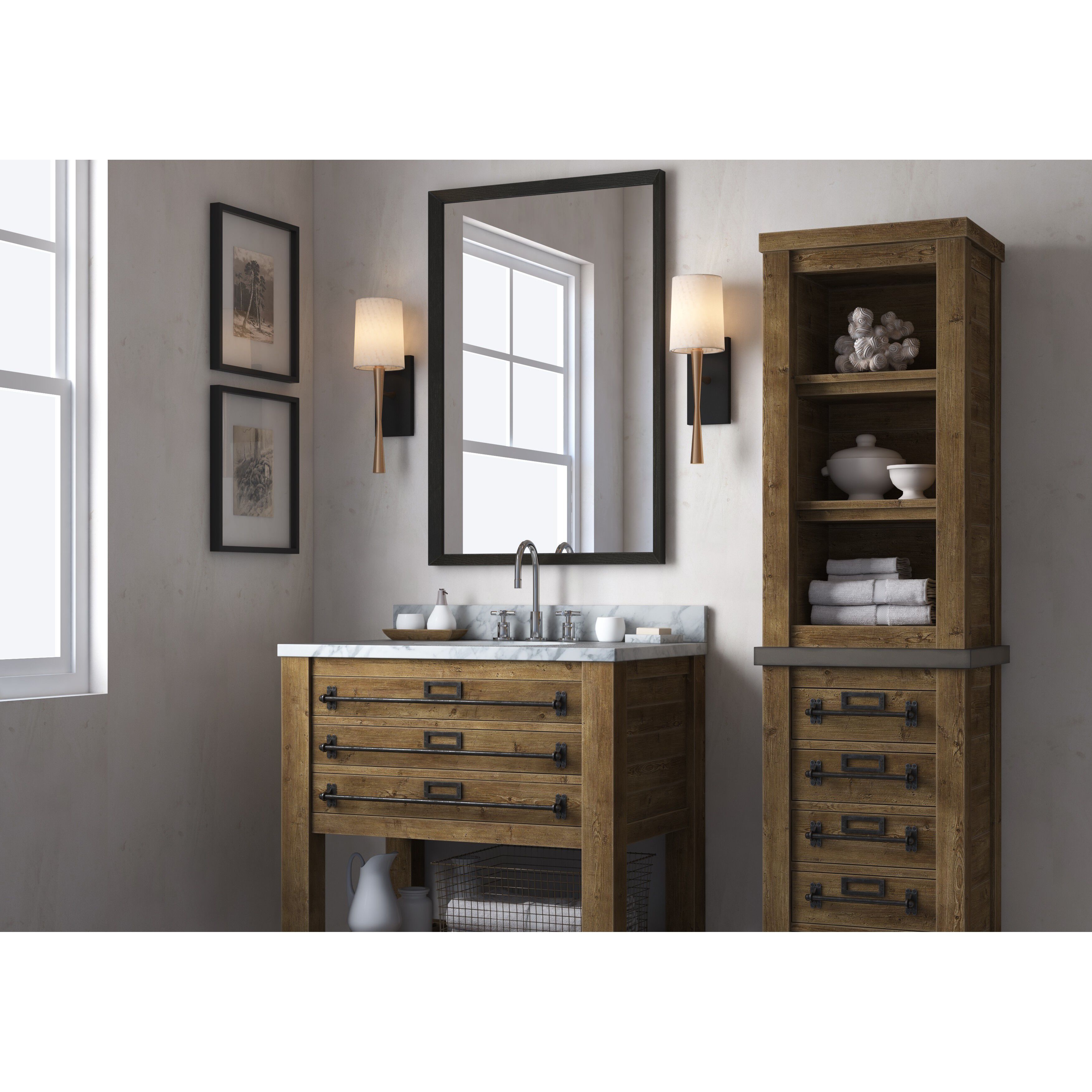 Trenton Bath Sconce Wall Light in Aged Brass