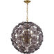 Esme 9 Light 22.5 inch Aged Brass Chandelier Ceiling Light in Floral Glass Petals Smoked