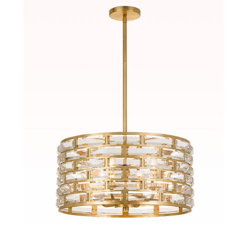 Meridian 6 Light 20 inch Antique Gold Chandelier Ceiling Light