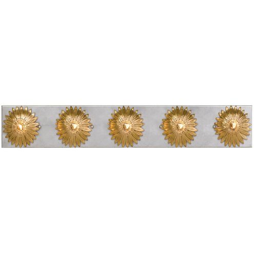 Broche 5 Light 31 inch Antique Gold and Antique Silver Bathroom Vanity Light Wall Light