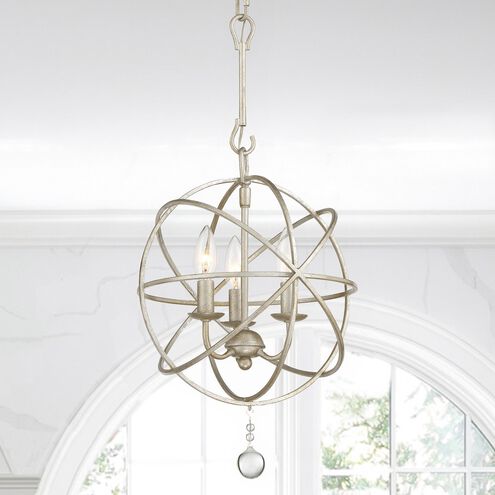 Solaris 3 Light 12.5 inch Olde Silver Mini Chandelier Ceiling Light