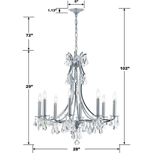 Cedar 8 Light 28 inch Polished Chrome Chandelier Ceiling Light in Clear Hand Cut