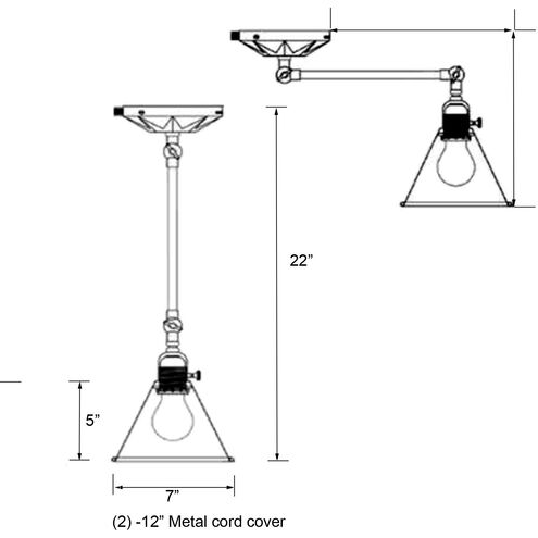 Morgan 17 inch 60.00 watt Polished Nickel Task Sconce Wall Light