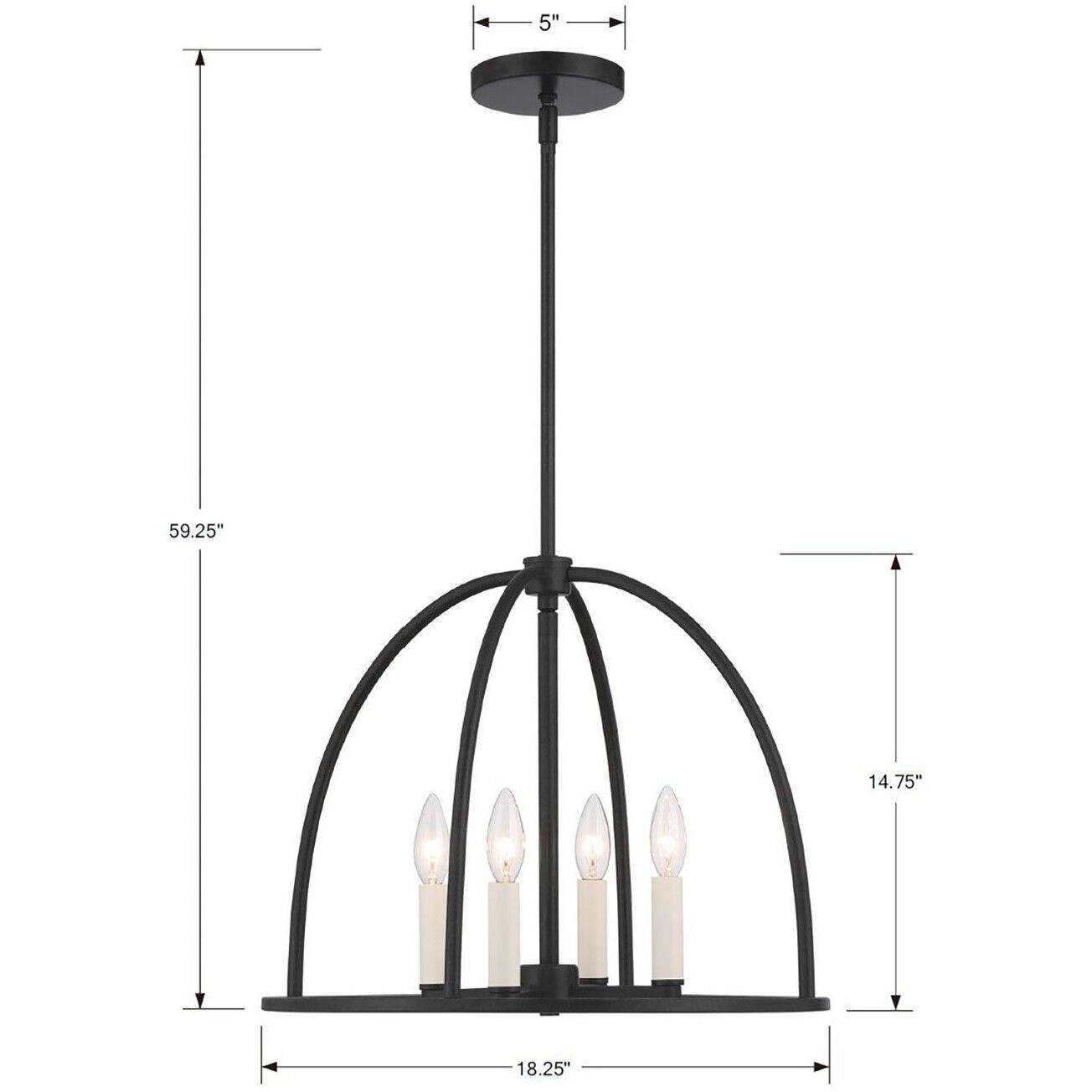 Abbott 4 Light 18.25 inch Black Chandelier Ceiling Light