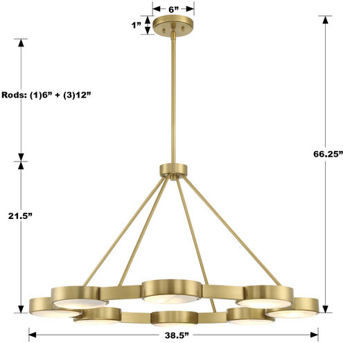 Orson 8 Light 38.5 inch Modern Gold Chandelier Ceiling Light 