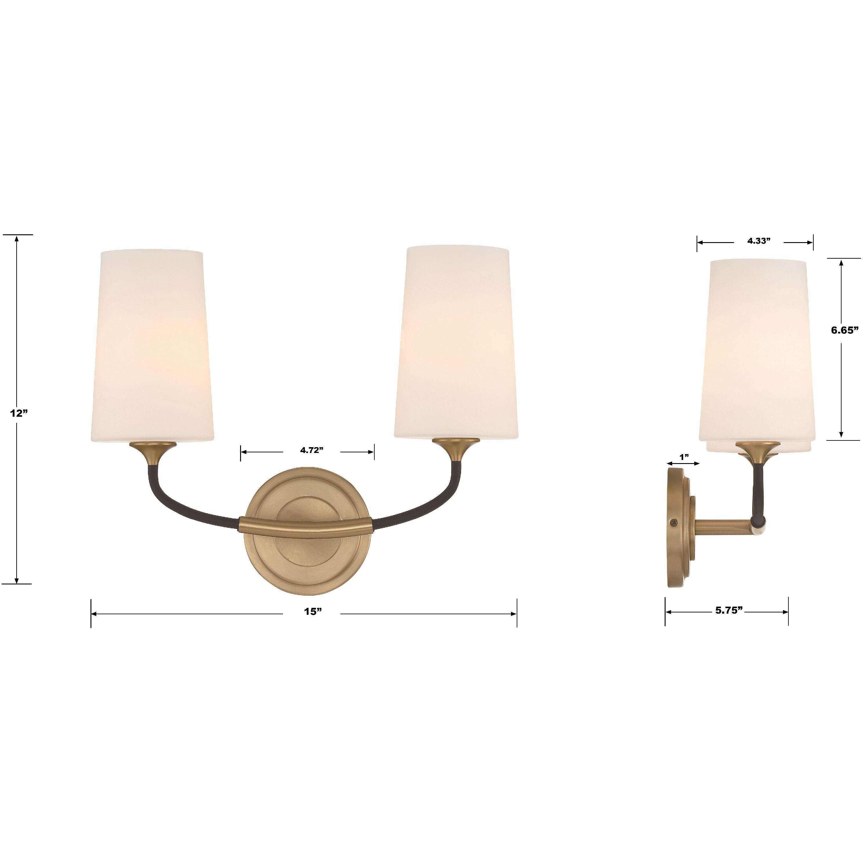 Niles 2 Light 15 inch Black Forged and Modern Gold Sconce Wall Light