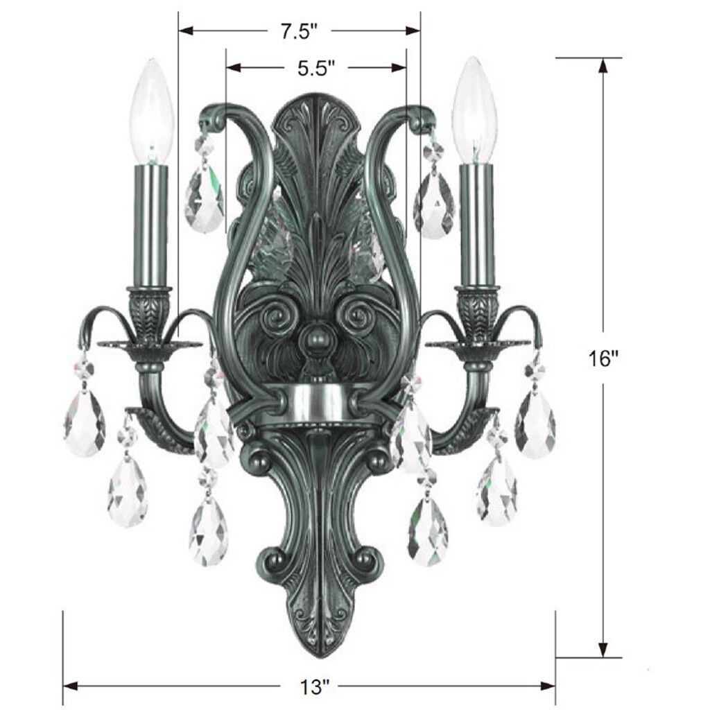 Dawson Sconce Wall Light in Clear Hand Cut, Pewter