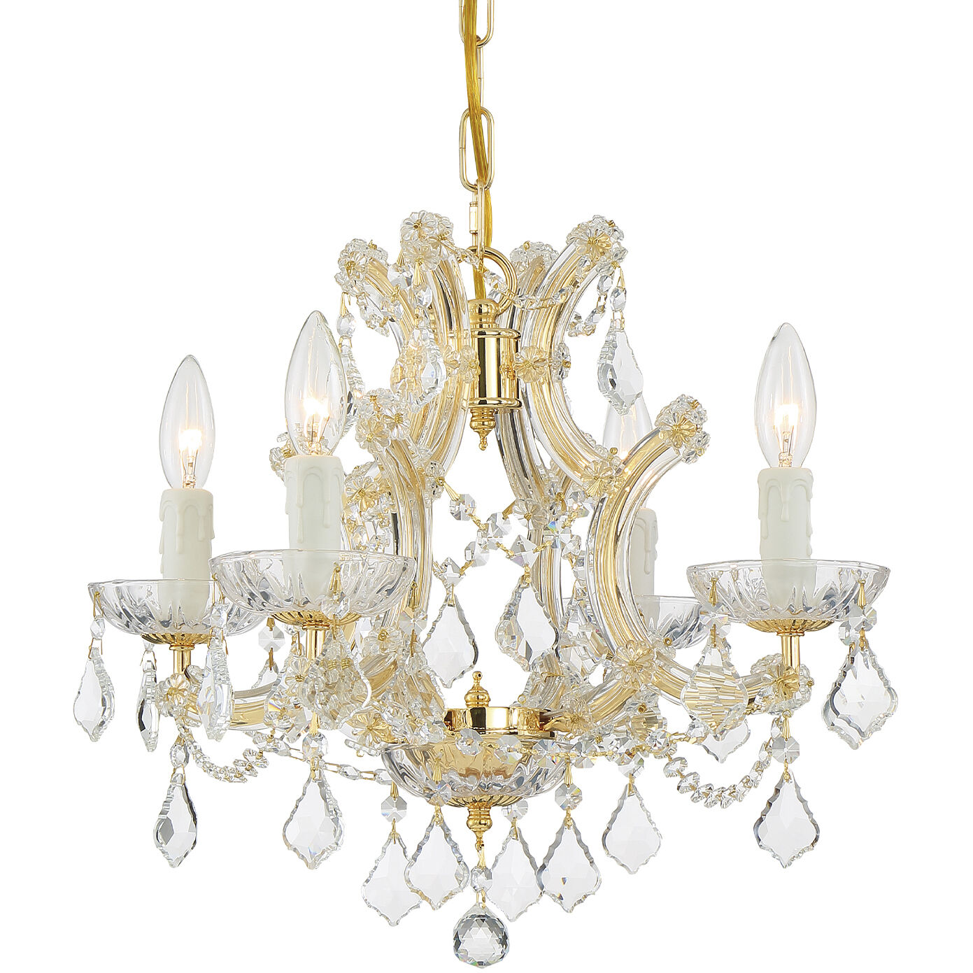 Maria Theresa 4 Light 16.5 inch Gold Mini Chandelier Ceiling Light in Clear Hand Cut