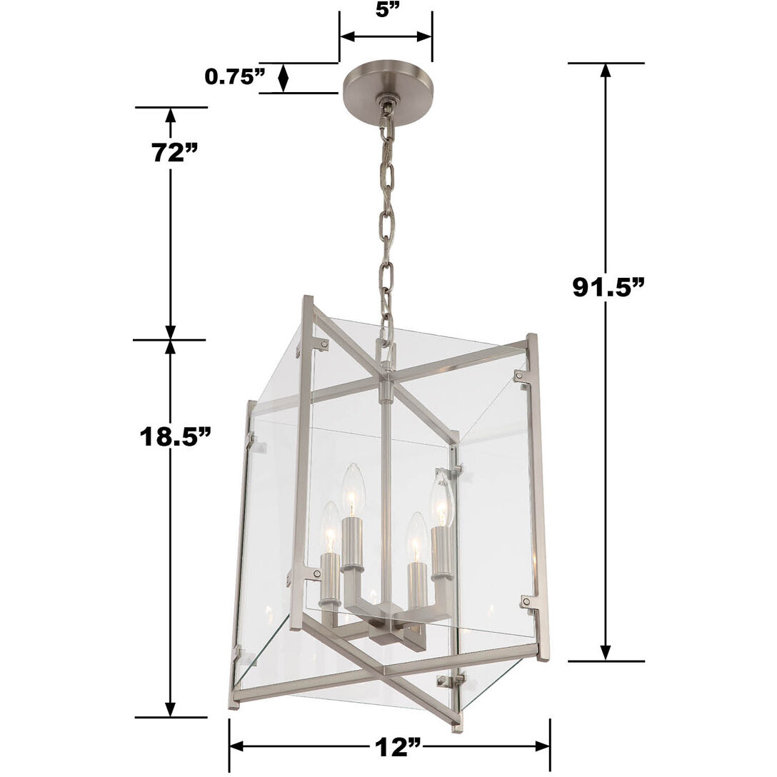 Danbury 4 Light 12 inch Brushed Nickel Mini Chandelier Ceiling Light
