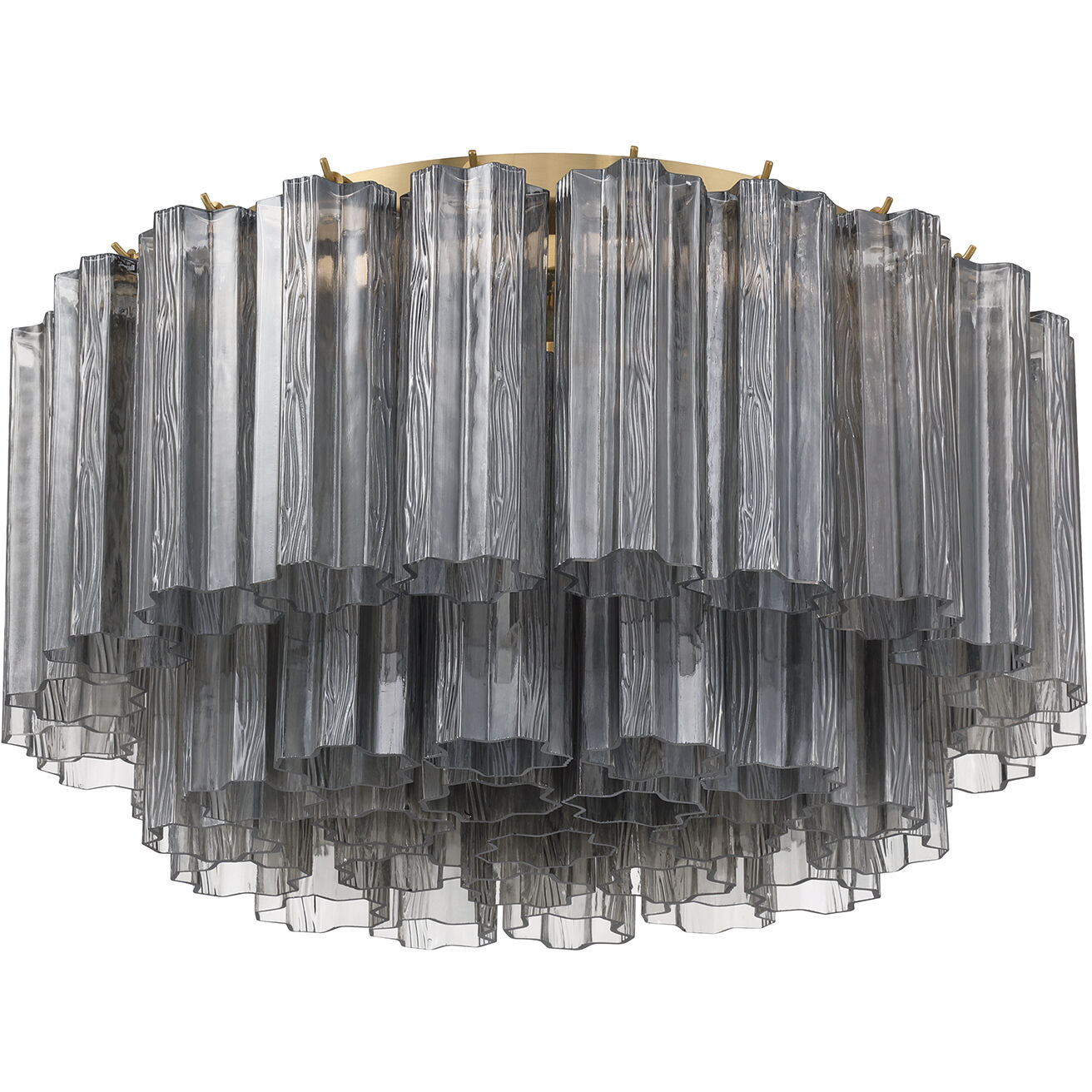 Addis 7 Light 22.25 inch Aged Brass Flush Mount Ceiling Light in Smoke