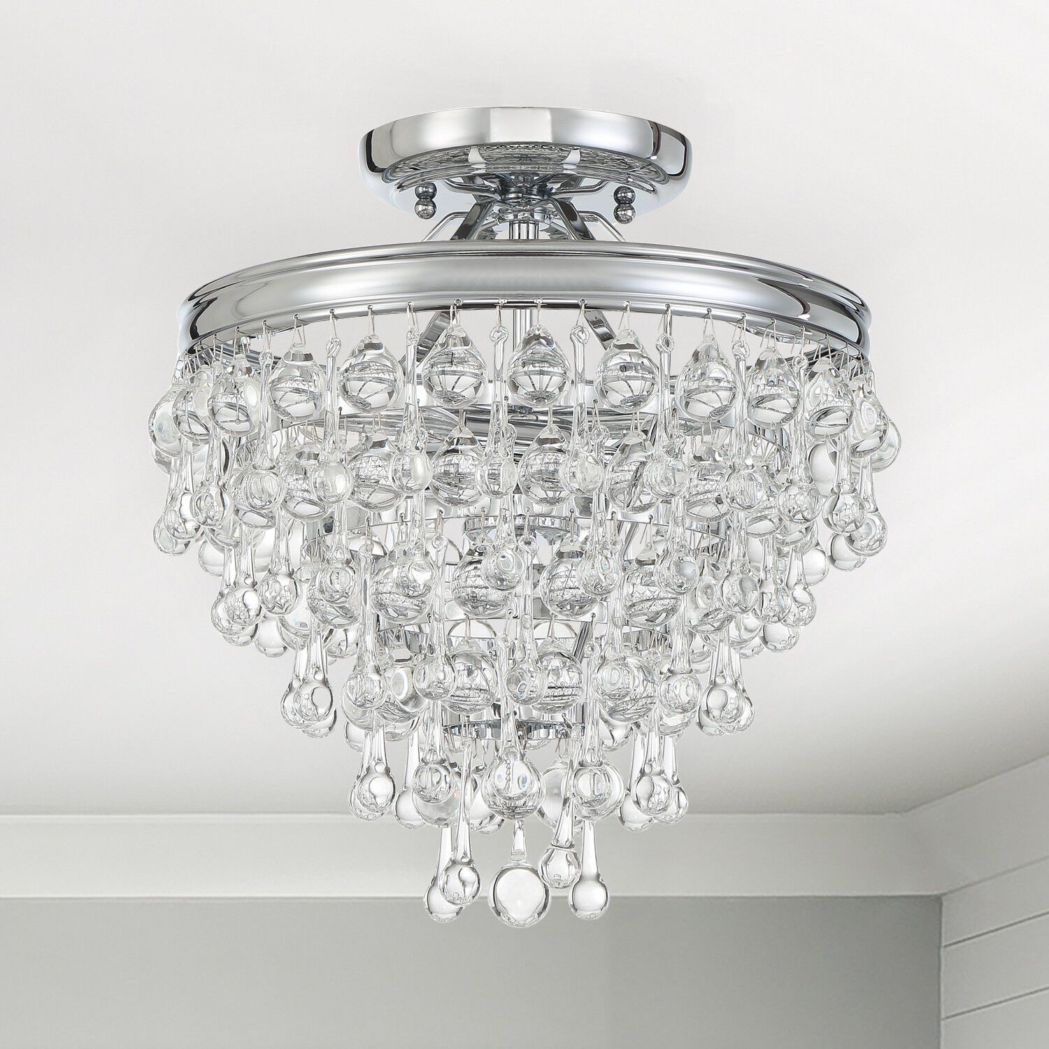 Calypso 3 Light 13 inch Polished Chrome Semi Flush Ceiling Light