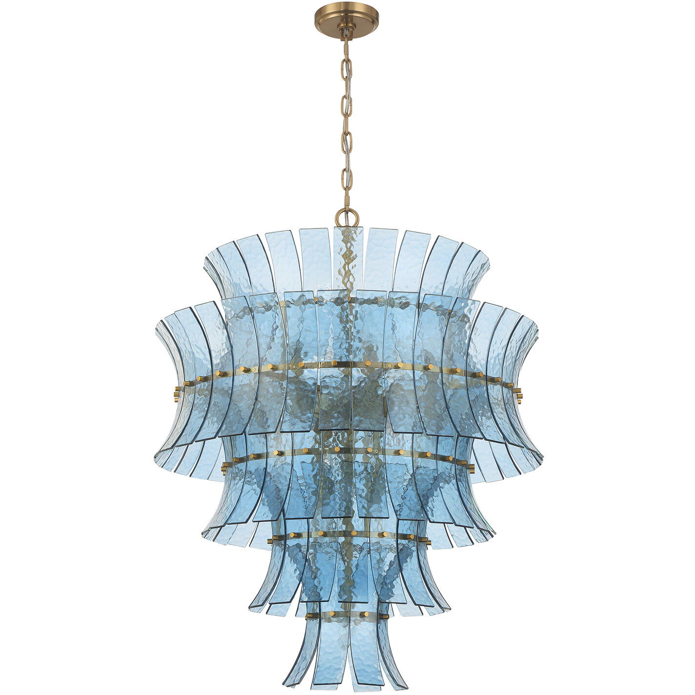 Abigail 21 Light 29.5 inch Aged Brass Chandelier Ceiling Light in Blue