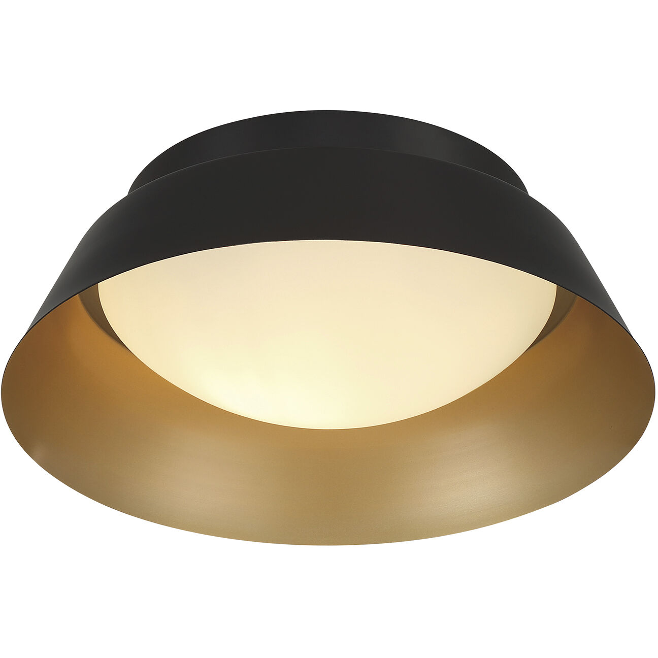 Donoven 2 Light 15 inch Matte Black and Gold Flush Mount Ceiling Light