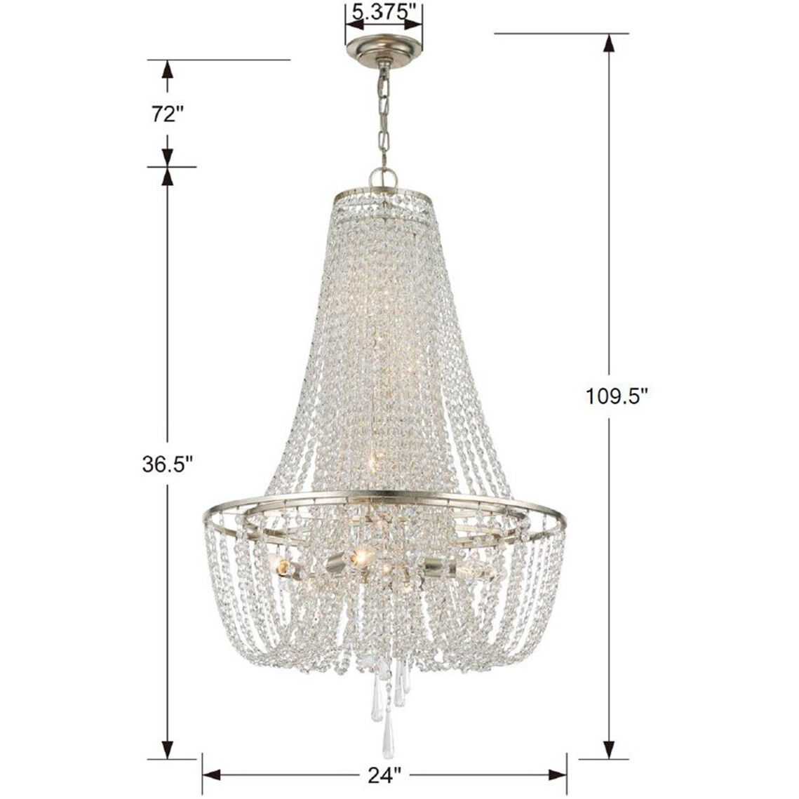 Arcadia 9 Light 24 inch Antique Silver Chandelier Ceiling Light