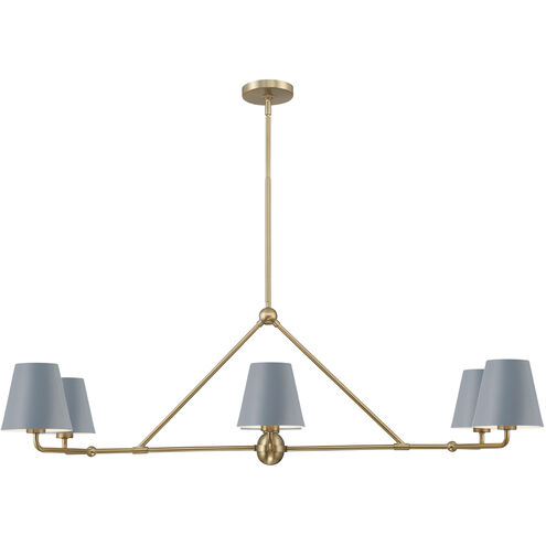 Xavier 6 Light 46 inch Vibrant Gold and Blue Chandelier Ceiling Light
