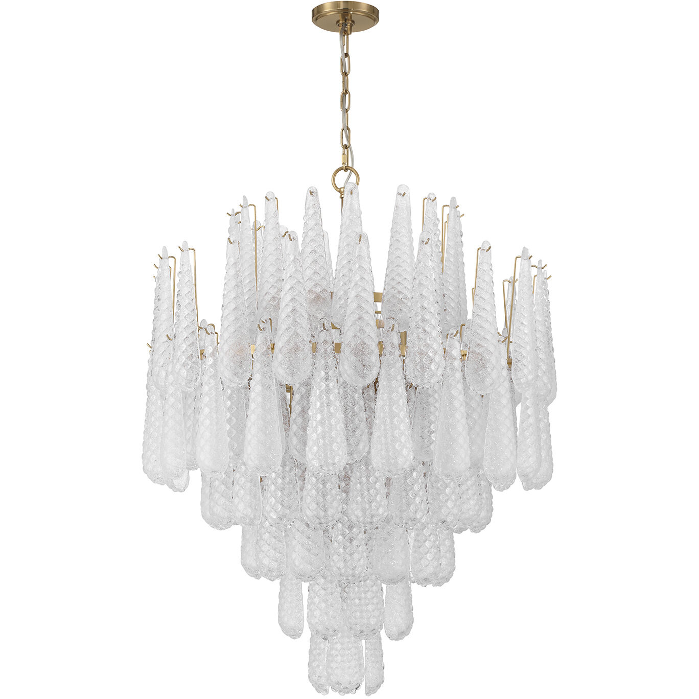 Ollie 21 Light 33.25 inch Aged Brass Chandelier Ceiling Light in Sand Glass Clear