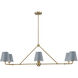Xavier 6 Light 46 inch Vibrant Gold Linear Chandelier Ceiling Light in Vibrant Gold and Blue