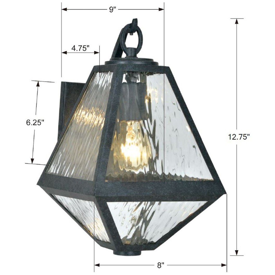 Glacier 1 Light 12.75 inch Black Charcoal Outdoor Sconce in Water