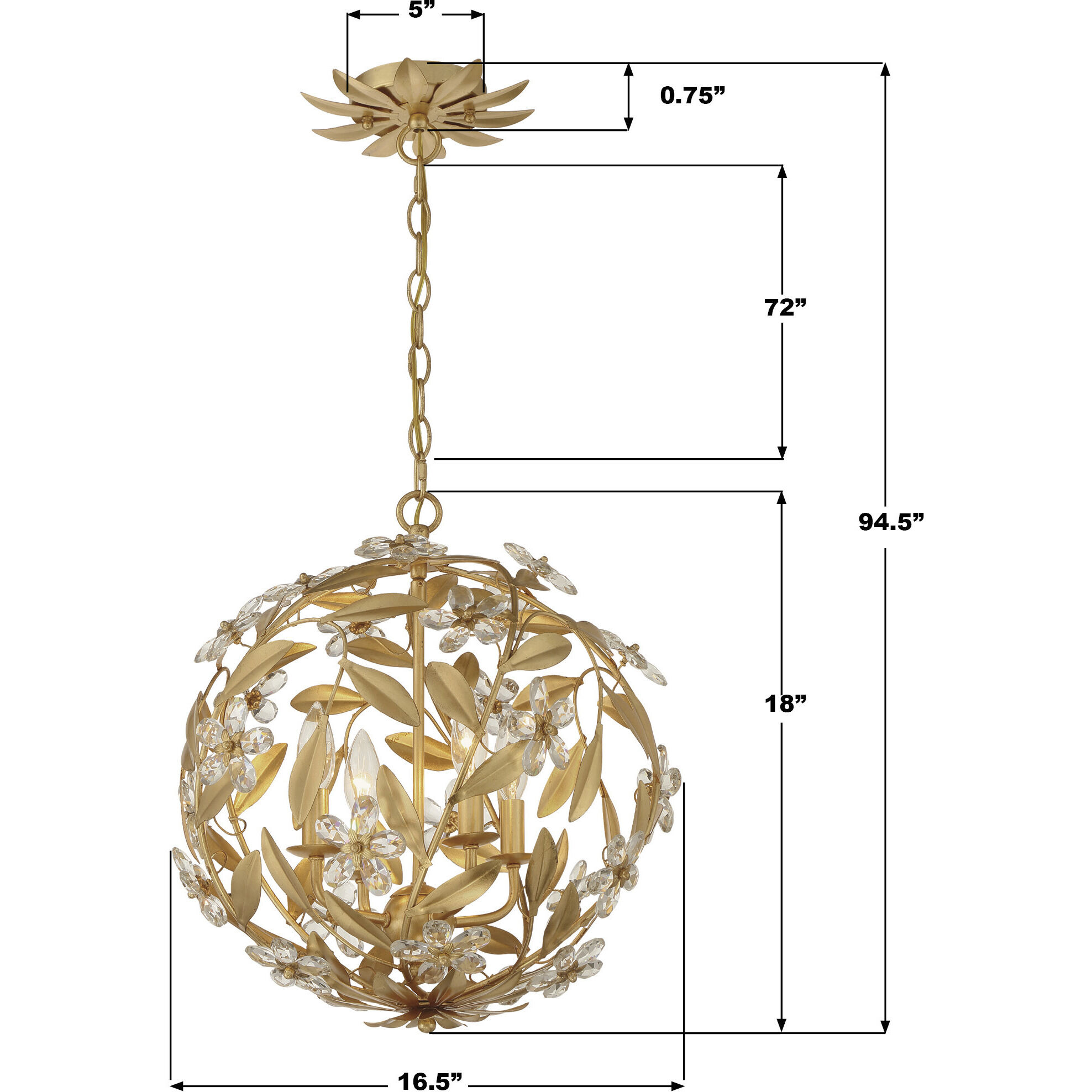 Marselle 4 Light 16.5 inch Antique Gold Mini Chandelier Ceiling Light