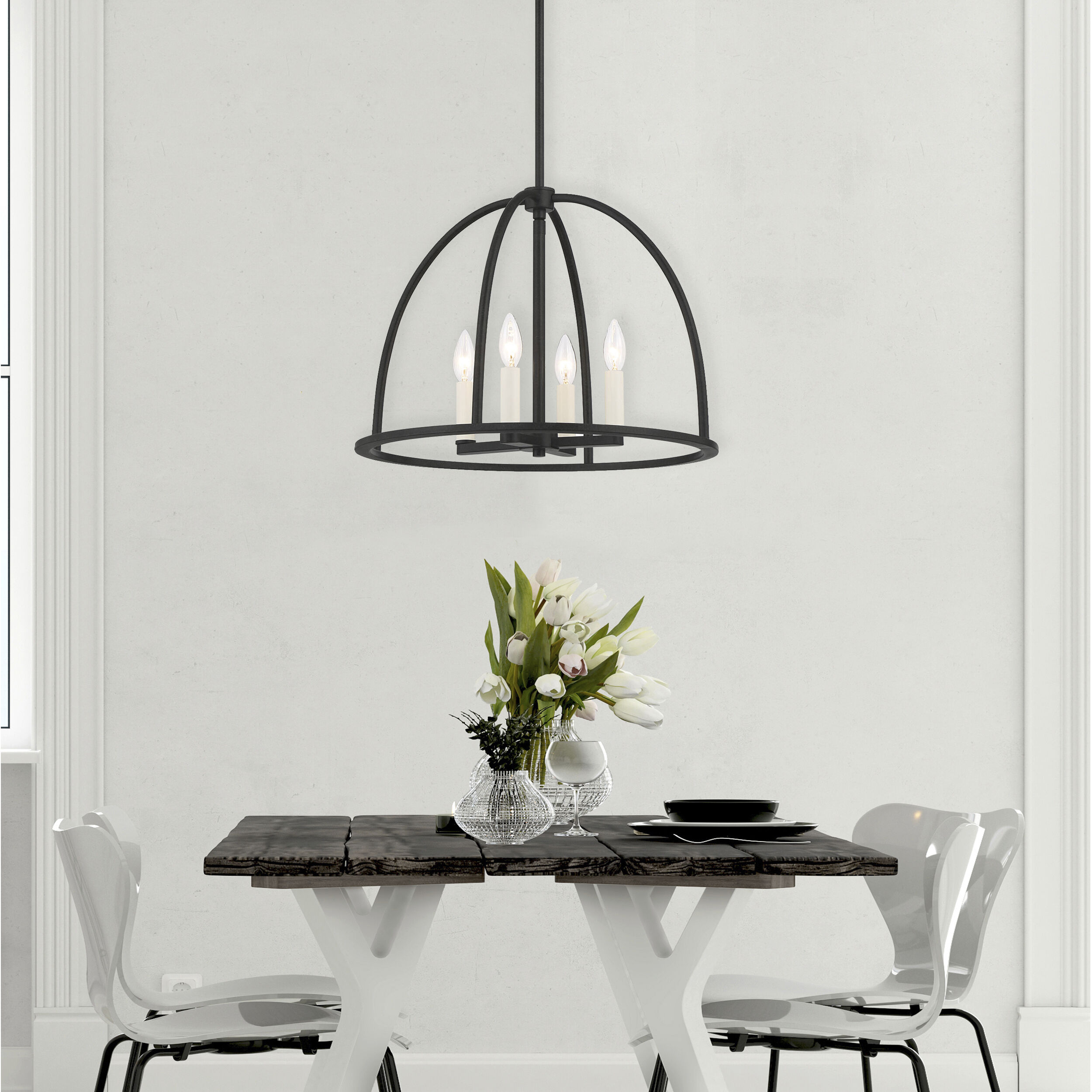 Abbott 4 Light 18.25 inch Black Chandelier Ceiling Light