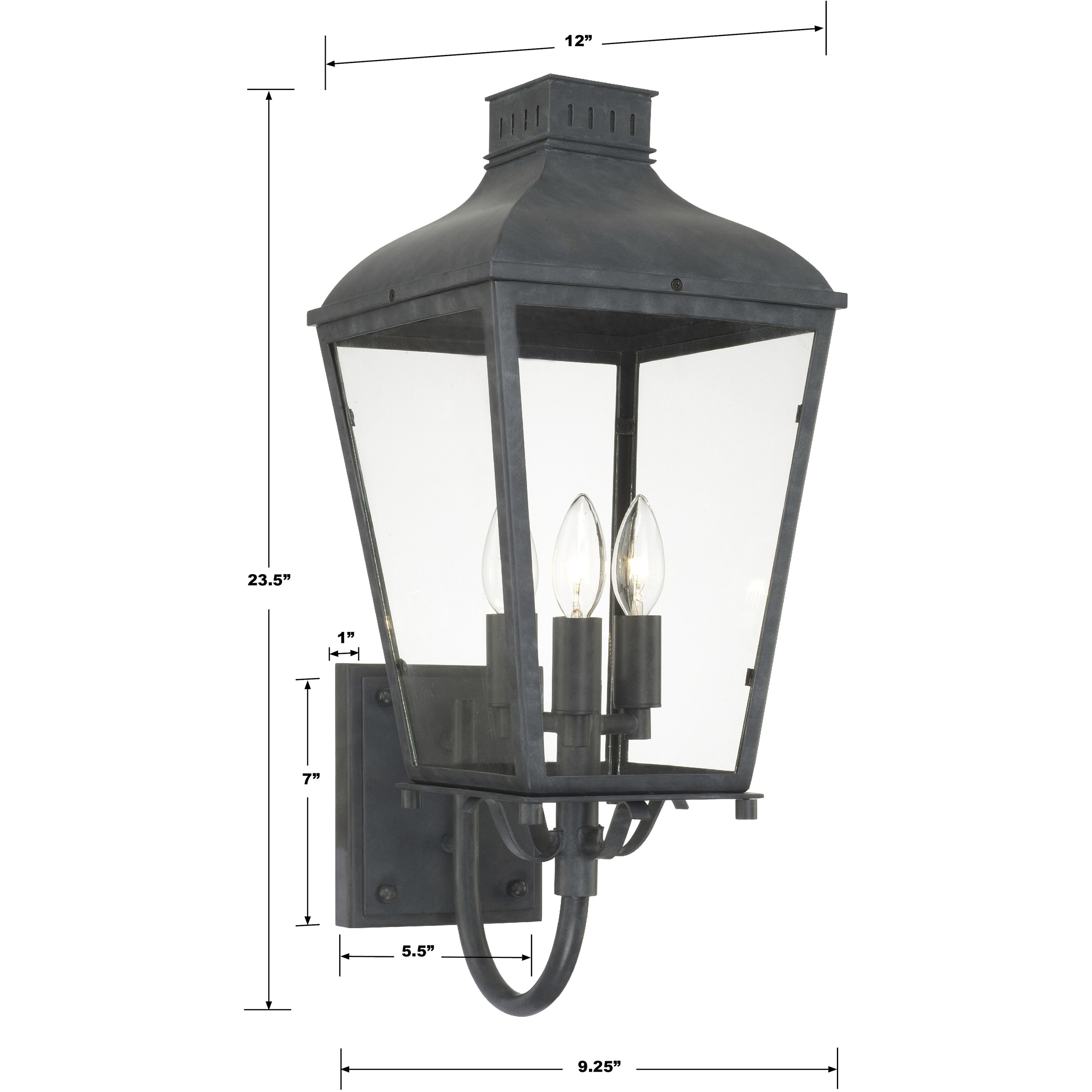 Dumont 3 Light 9.25 inch Graphite Sconce Wall Light