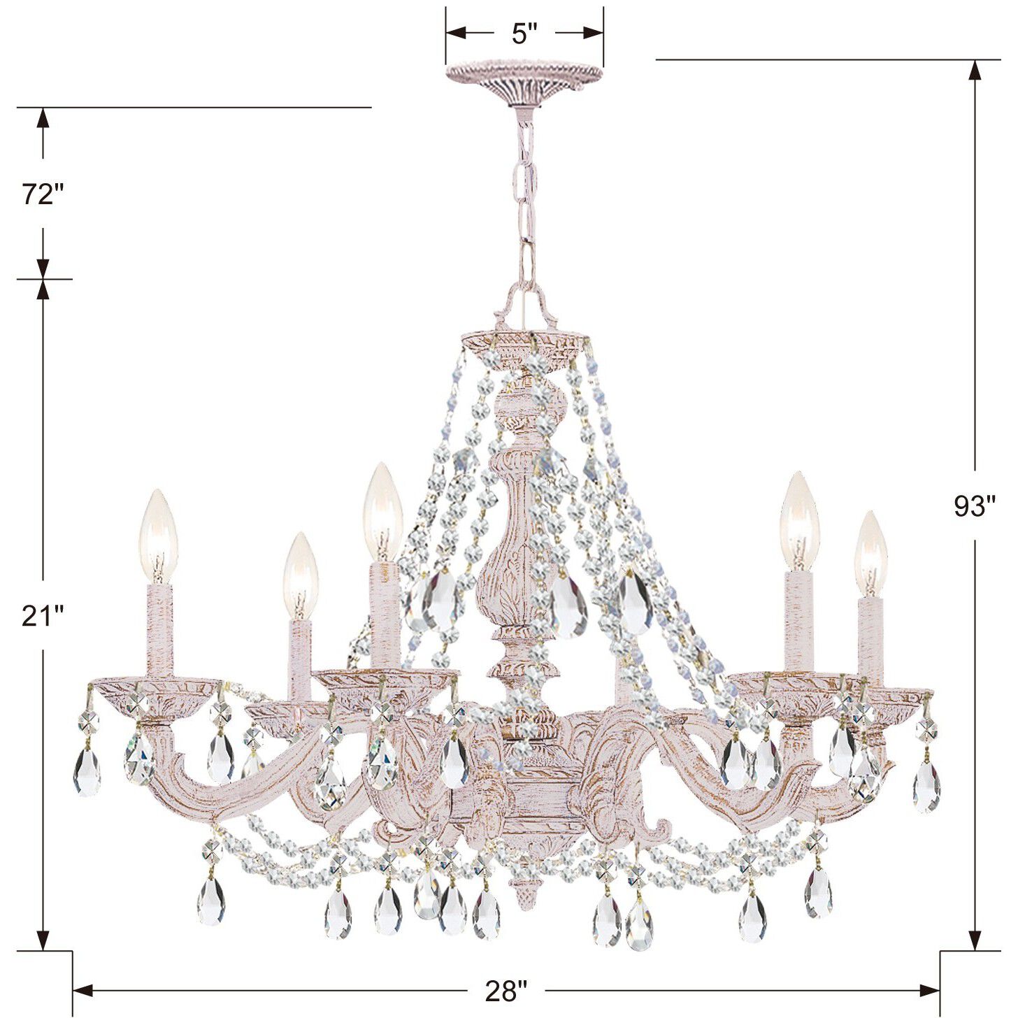 Paris Market 6 Light 28 inch Antique White Chandelier Ceiling Light in Clear Spectra