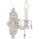 Paris Market Sconce Wall Light in Antique White, Rose Colored Hand Cut