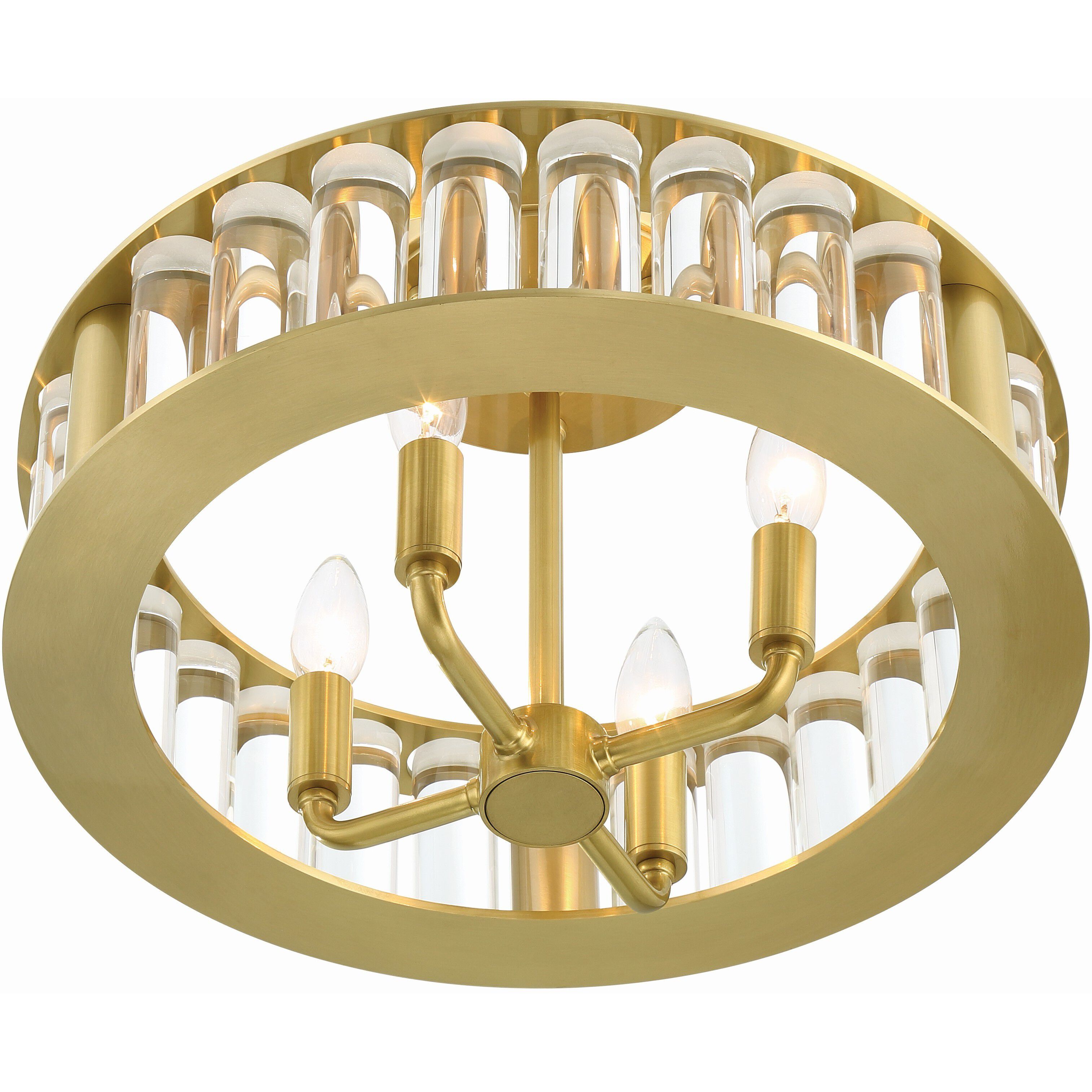 Farris 4 Light 16.5 inch Aged Brass Semi Flush Ceiling Light