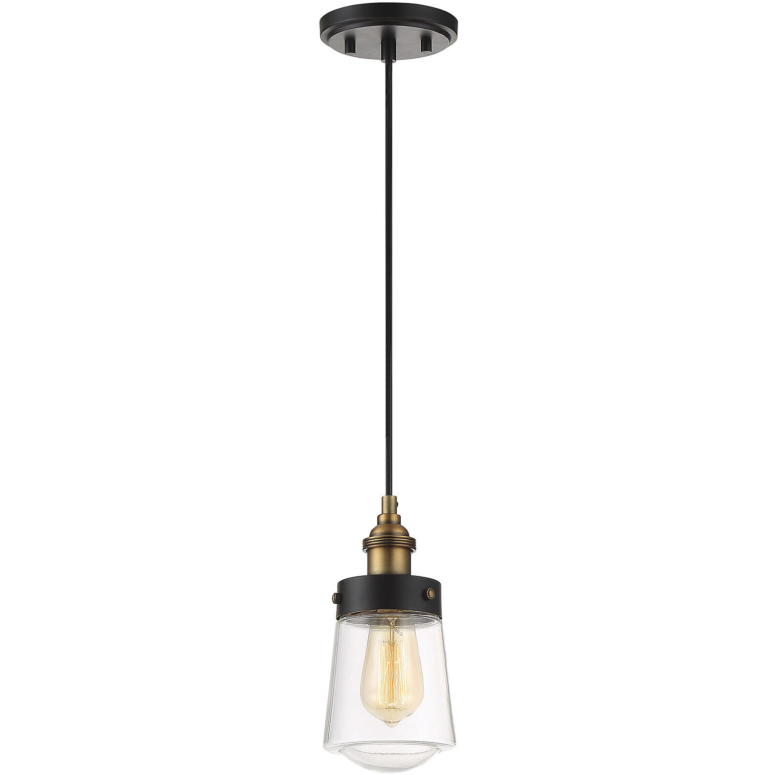 Macauley 1 Light 4.75 inch Vintage Black with Warm Brass Mini-Pendant Ceiling Light