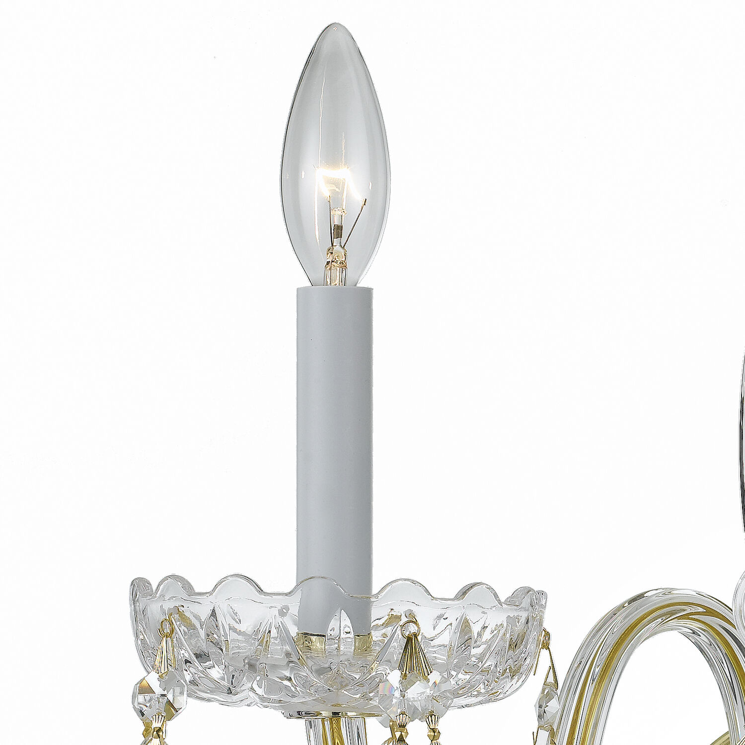 Traditional Crystal Sconce Wall Light in Clear Hand Cut, Polished Brass
