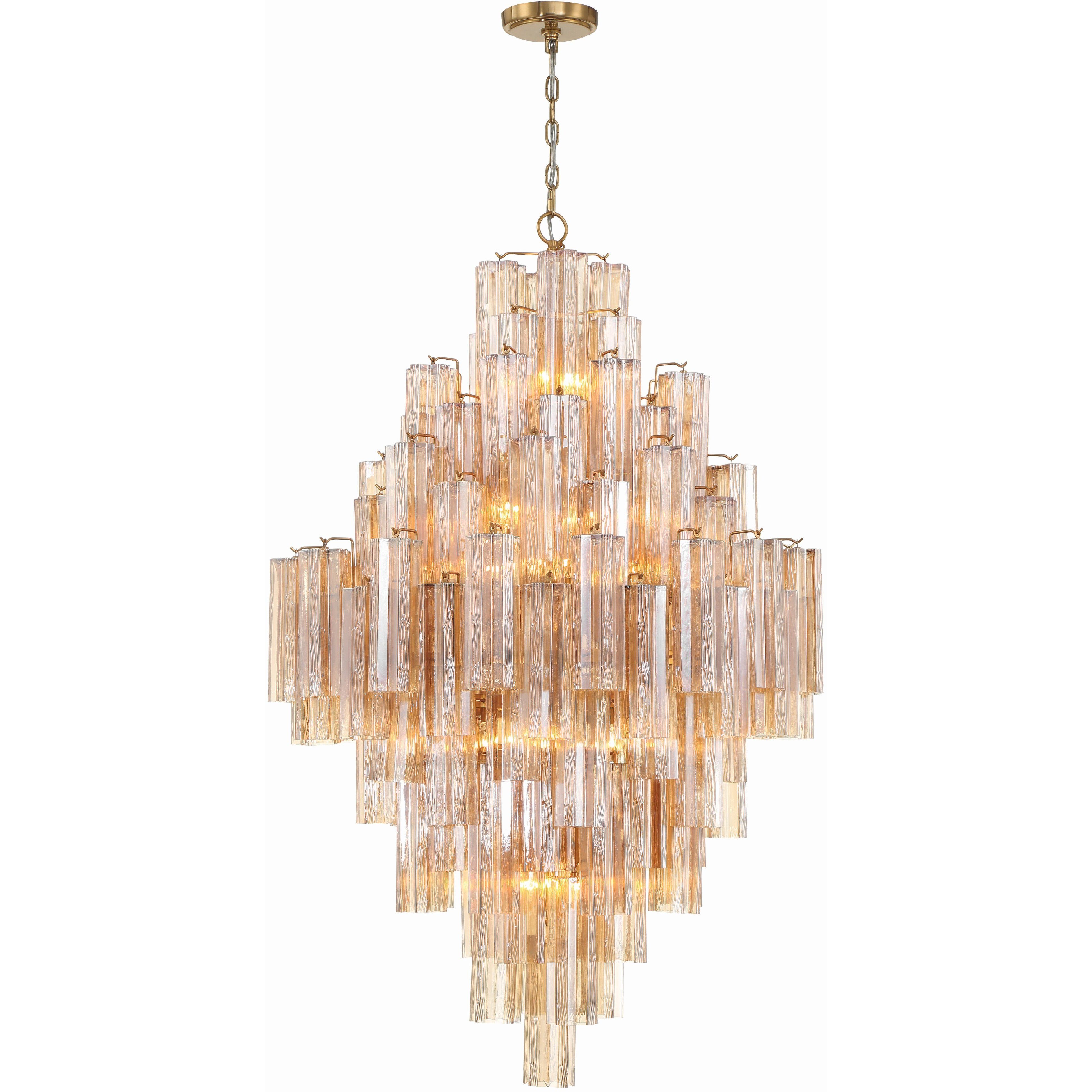 Addis 20 Light 31.5 inch Aged Brass Chandelier Ceiling Light in Amber