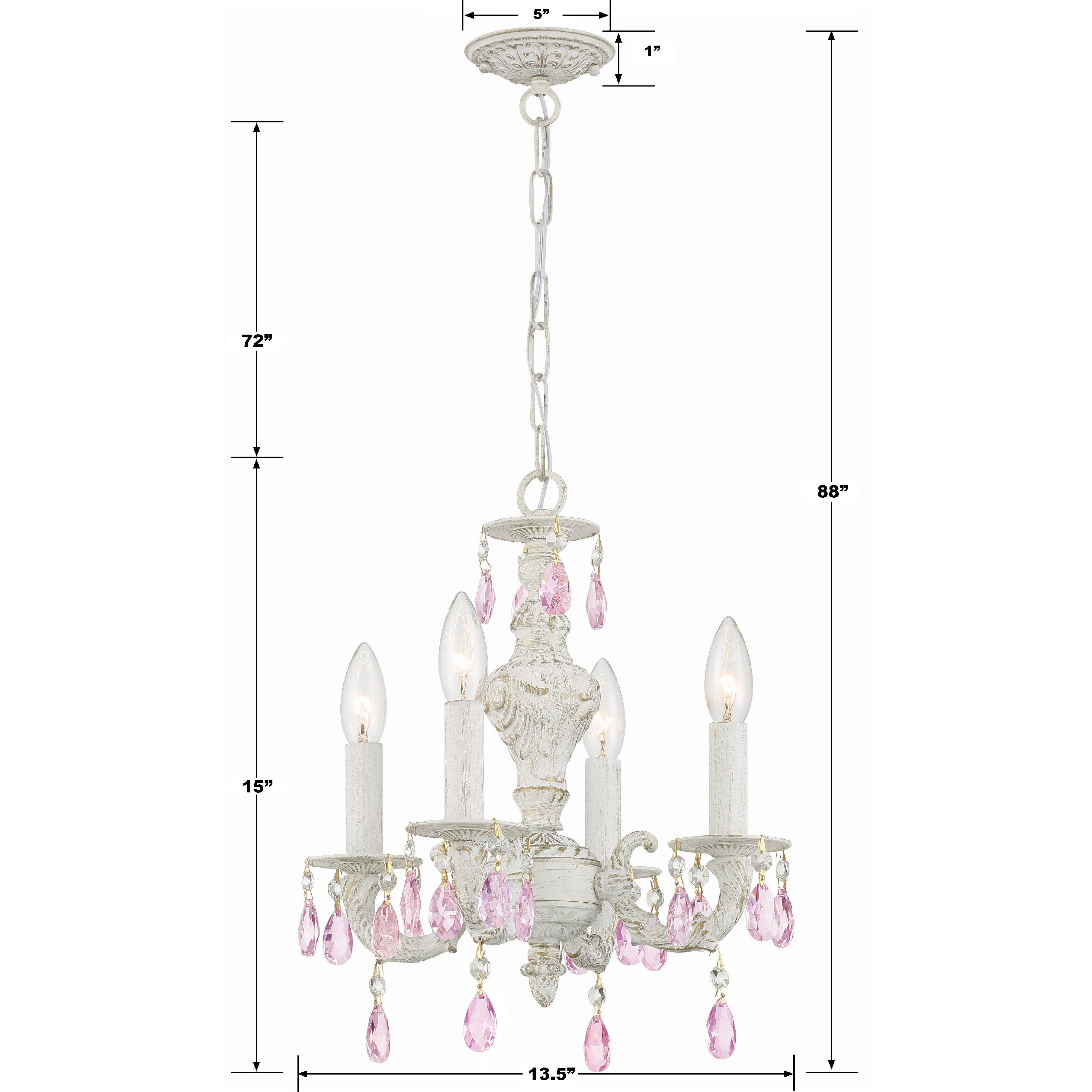 Paris Market 4 Light 13.5 inch Antique White Mini Chandelier Ceiling Light in Rose Colored Hand Cut