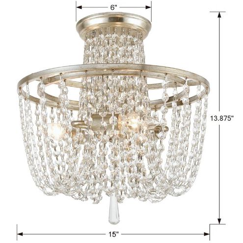 Arcadia 3 Light 15 inch Antique Silver Semi Flush Ceiling Light