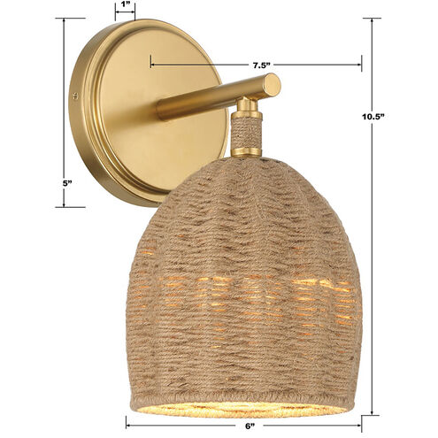 Jace 1 Light 6 inch Soft Gold Sconce Wall Light