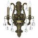 Dawson 2 Light 12.5 inch Antique Brass Sconce Wall Light in Clear Hand Cut