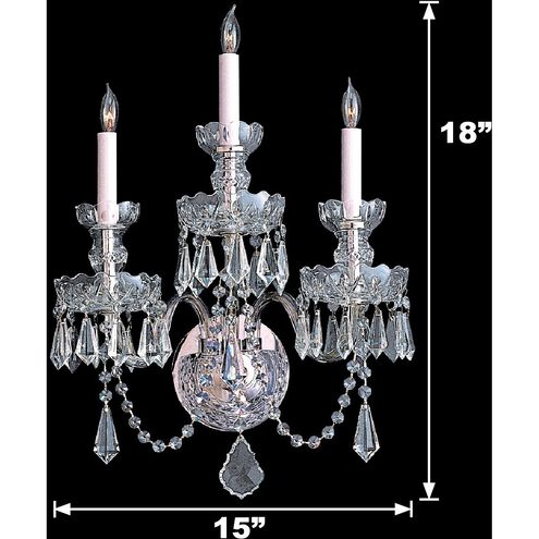 Traditional Crystal 3 Light 15 inch Polished Chrome Sconce Wall Light