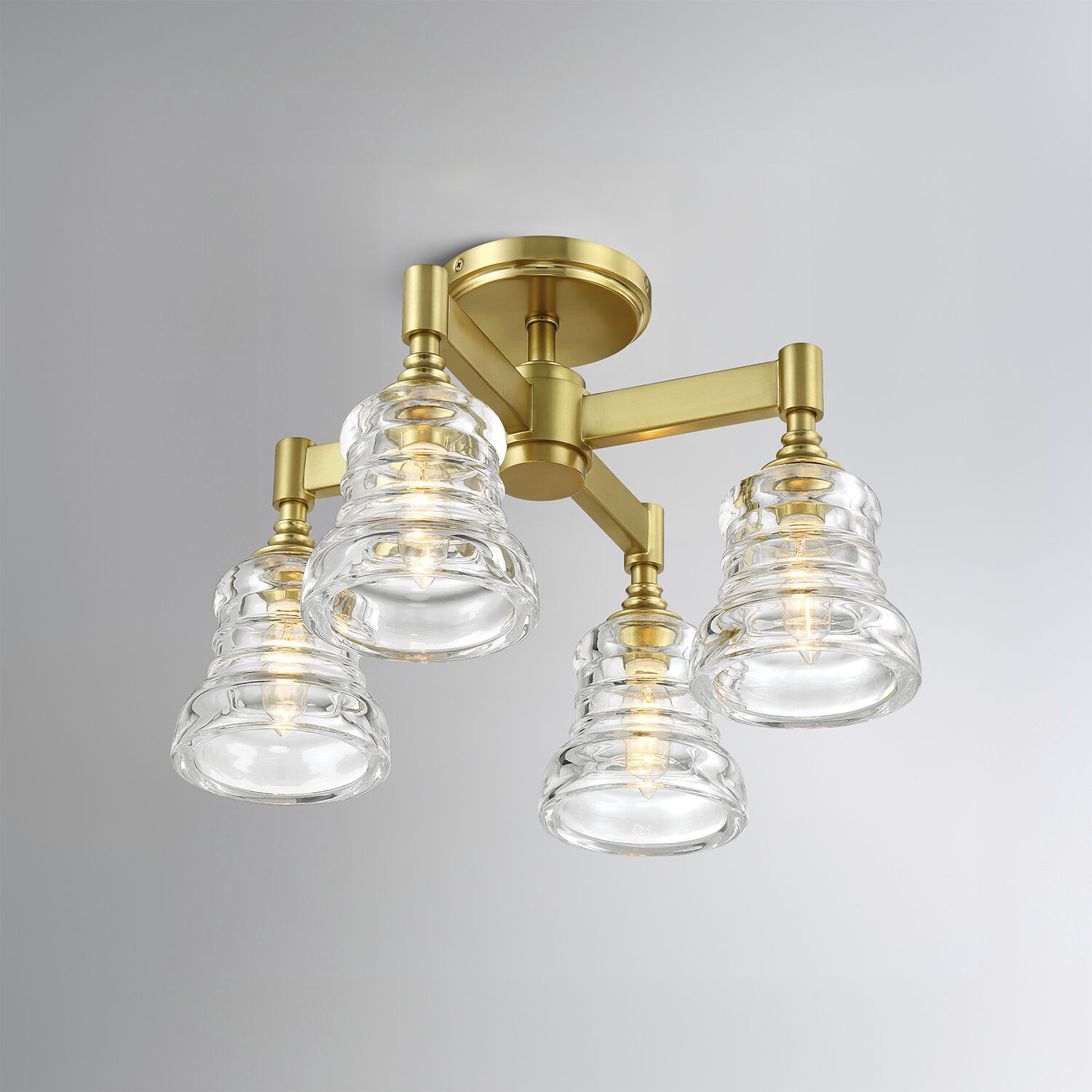 Gregory 4 Light 17.25 inch Aged Brass Semi Flush Ceiling Light