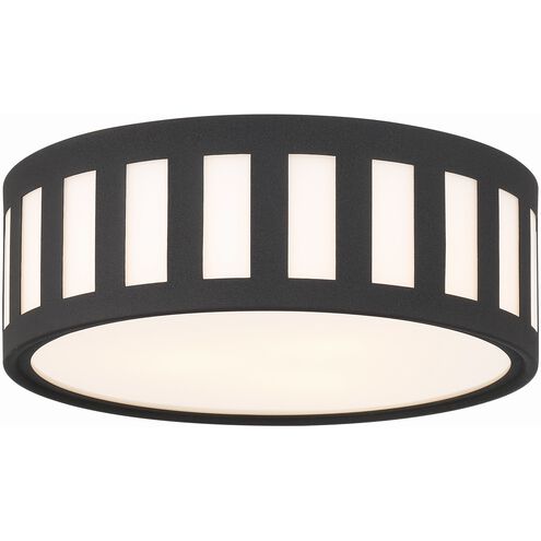 Kendal 3 Light 14 inch Black Forged Flush Ceiling Light