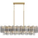 Addis 14 Light 52 inch Aged Brass Linear Chandelier Ceiling Light in Tronchi Glass Smoke