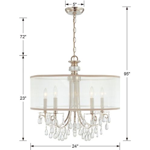 Hampton 5 Light 24 inch Polished Chrome Chandelier Ceiling Light