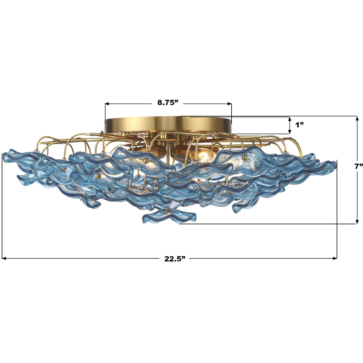 Esme 6 Light 22.5 inch Aged Brass Semi Flush Ceiling Light