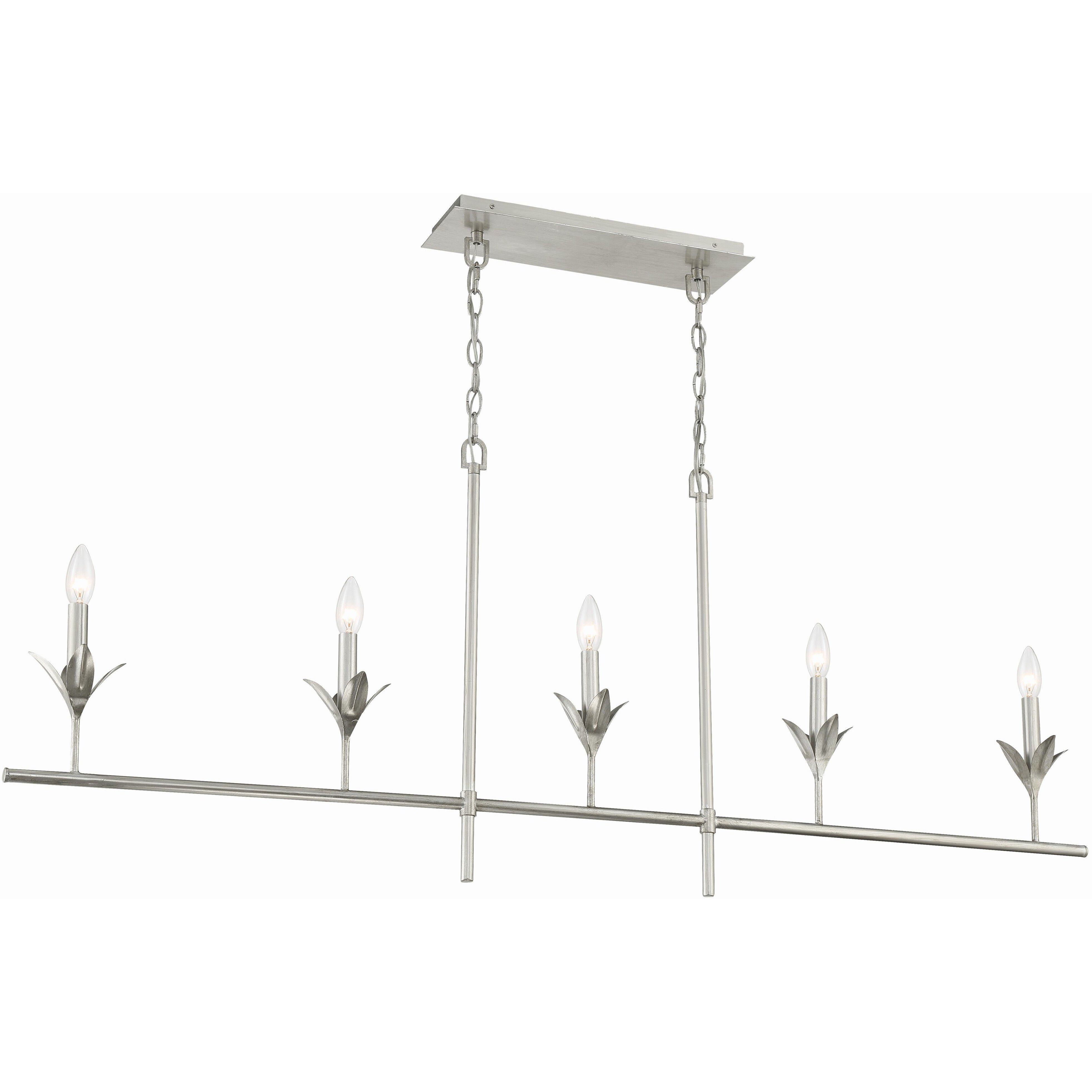 Broche 5 Light 53.5 inch Antique Silver Linear Chandelier Ceiling Light