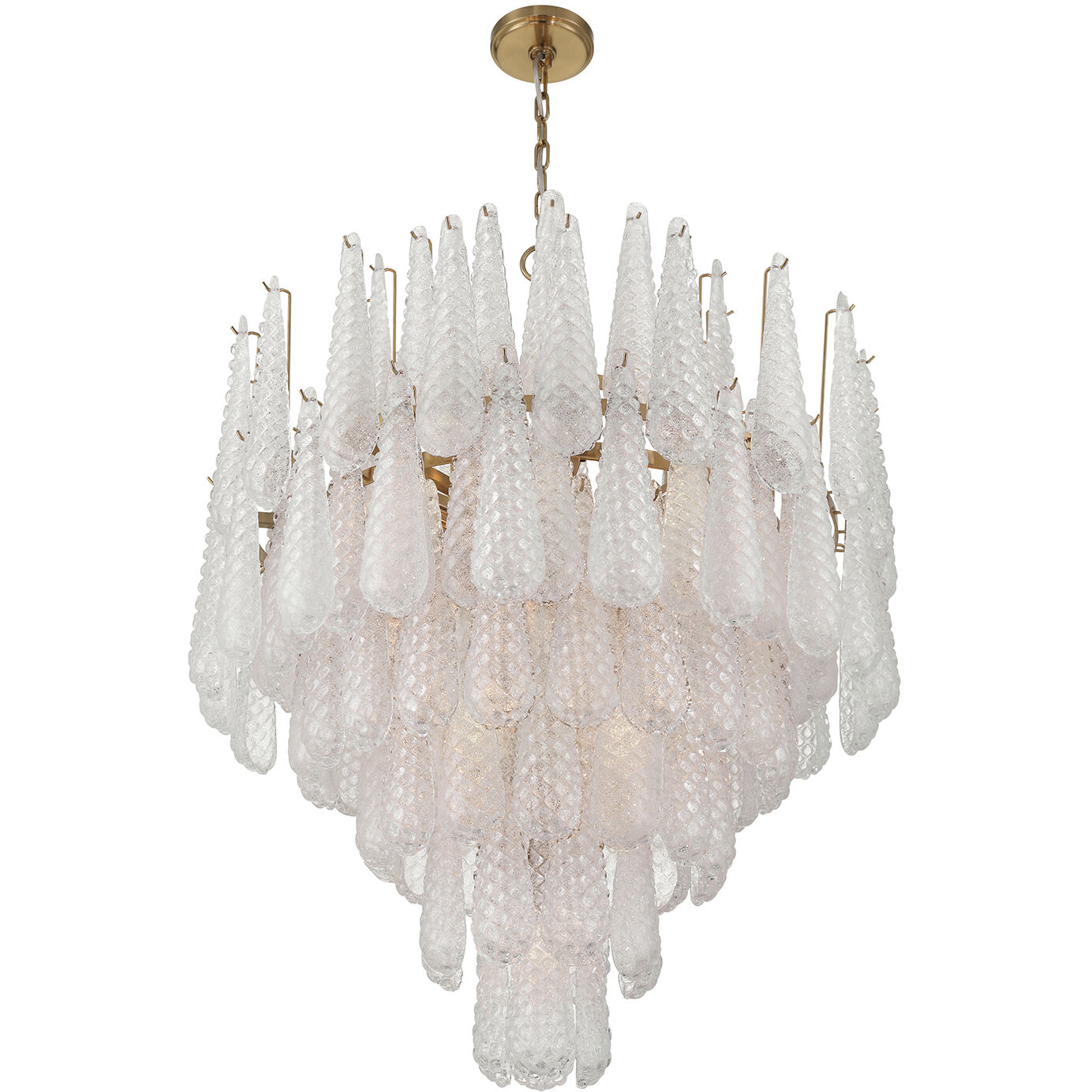 Ollie 21 Light 33.25 inch Aged Brass Chandelier Ceiling Light in Sand Glass Clear
