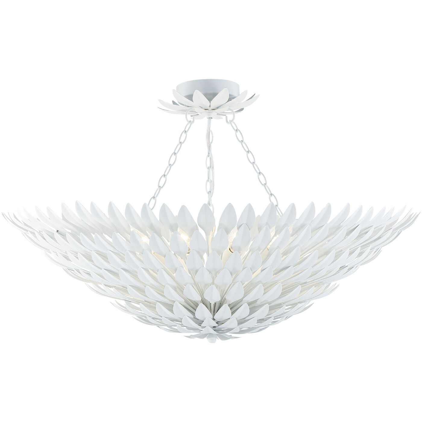 Broche 8 Light 30 inch Matte White Semi Flush Ceiling Light