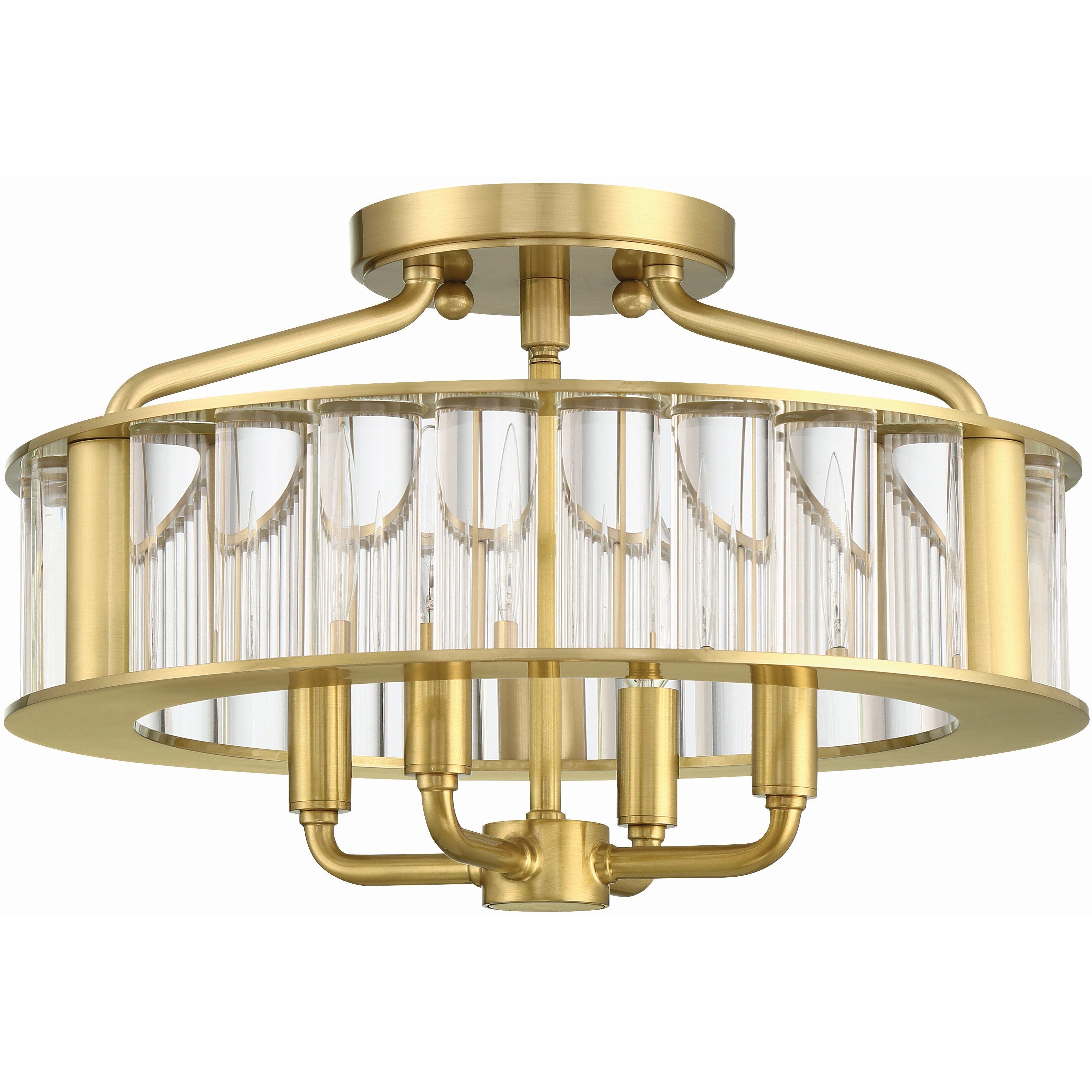 Farris 4 Light 16.5 inch Aged Brass Semi Flush Ceiling Light