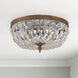 Waltham 3 Light 12 inch Olde Brass Flush Ceiling Light in Clear Hand Cut