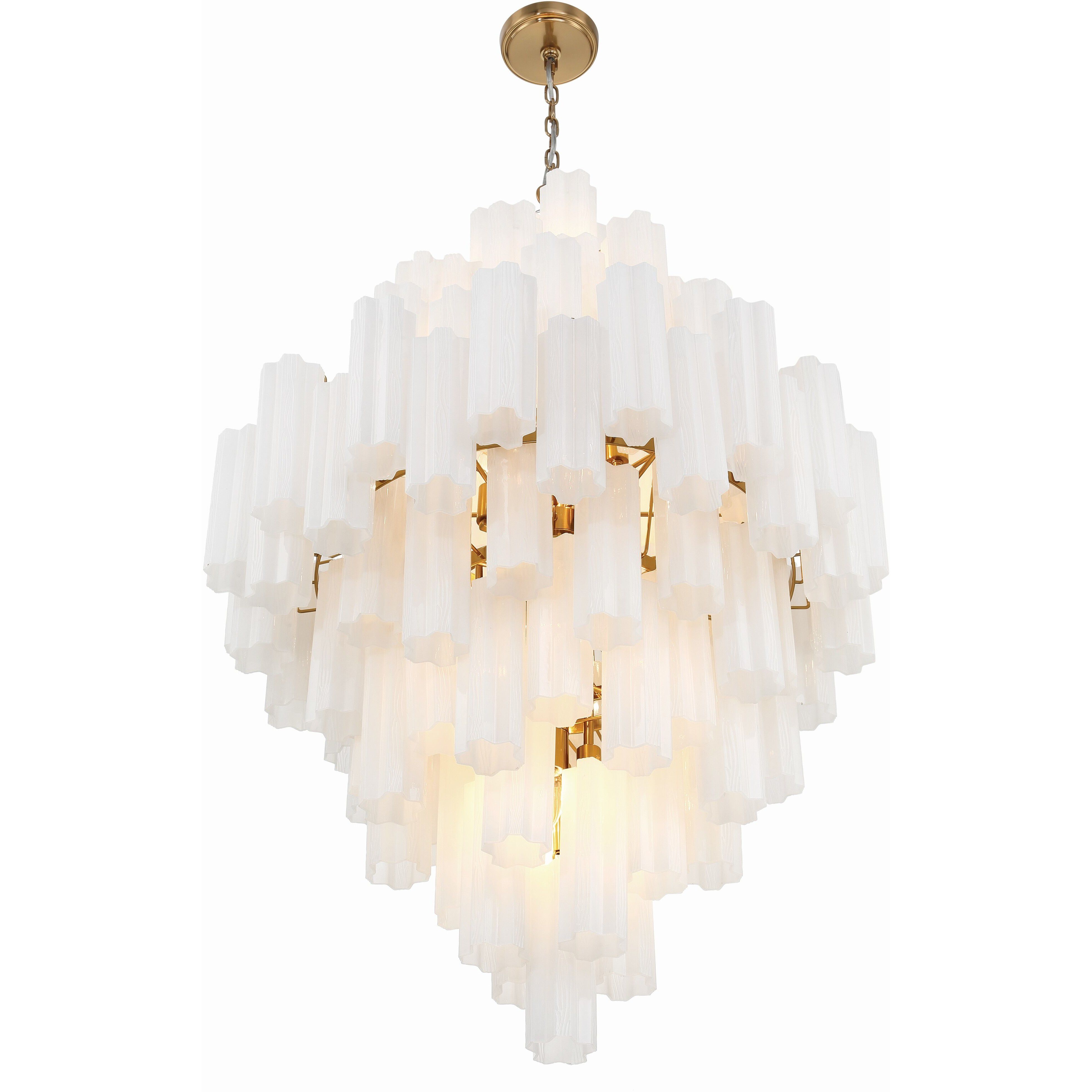 Addis 20 Light 31.5 inch Aged Brass Chandelier Ceiling Light in White