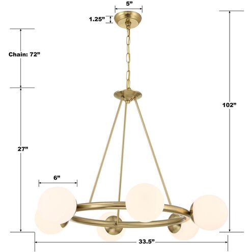 Maverick 6 Light 33.5 inch Vibrant Gold Chandelier Ceiling Light