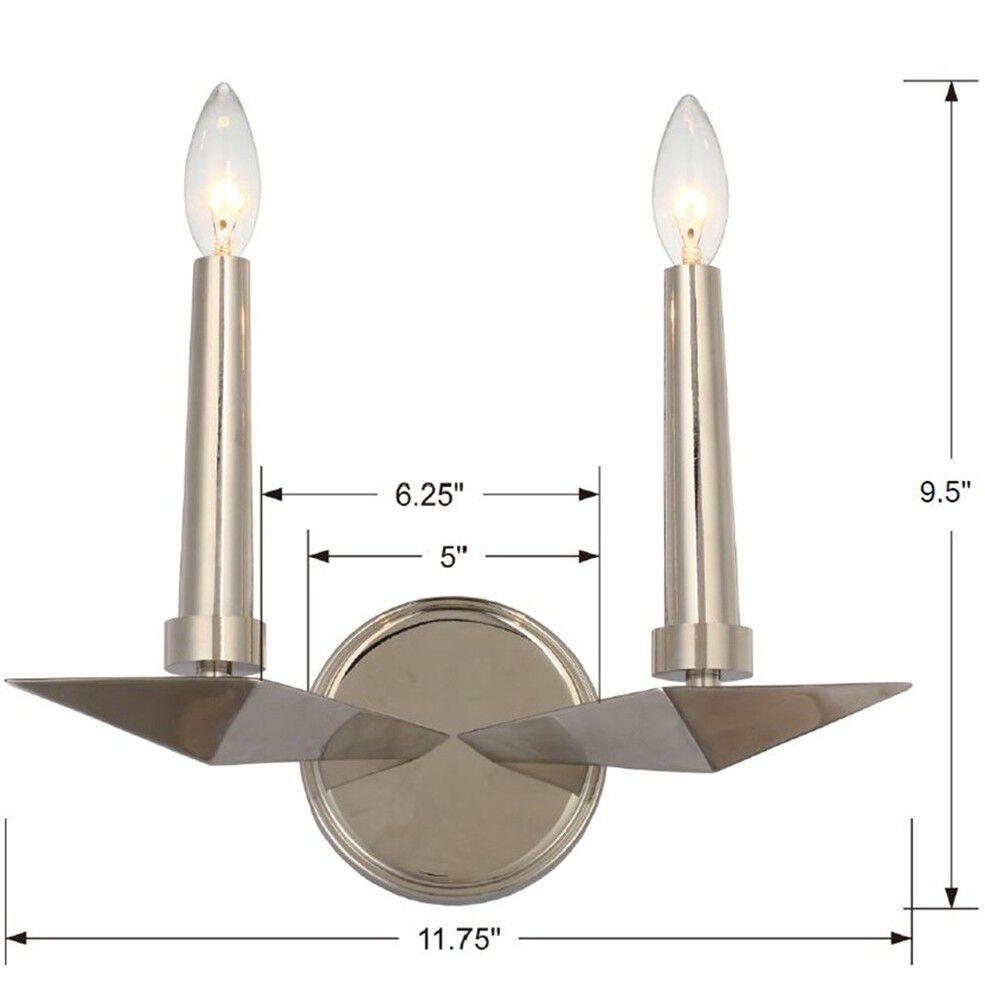 Palmer 2 Light 11.75 inch Polished Nickel Sconce Wall Light